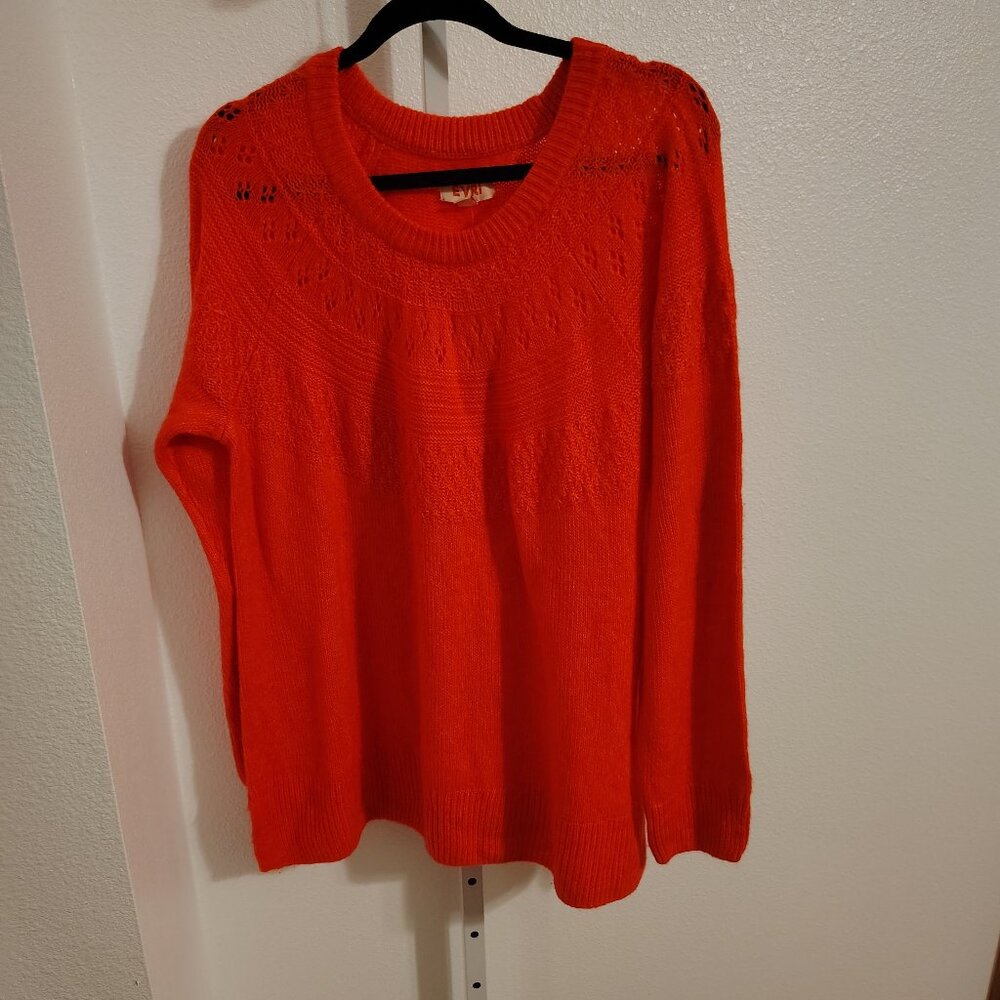 EVRI Women's Plus Size Crewneck Pointelle Knit Sweater Size 1X NWT Crewneck